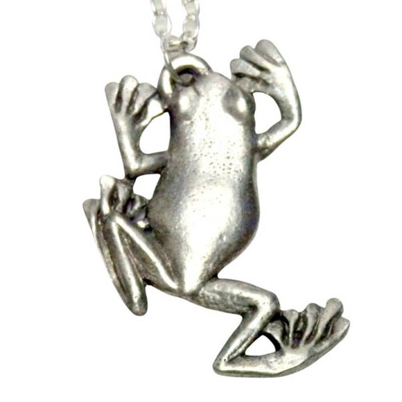 Pewter Climbing Tree Frog Necklace 1476 - Picture 1 of 6